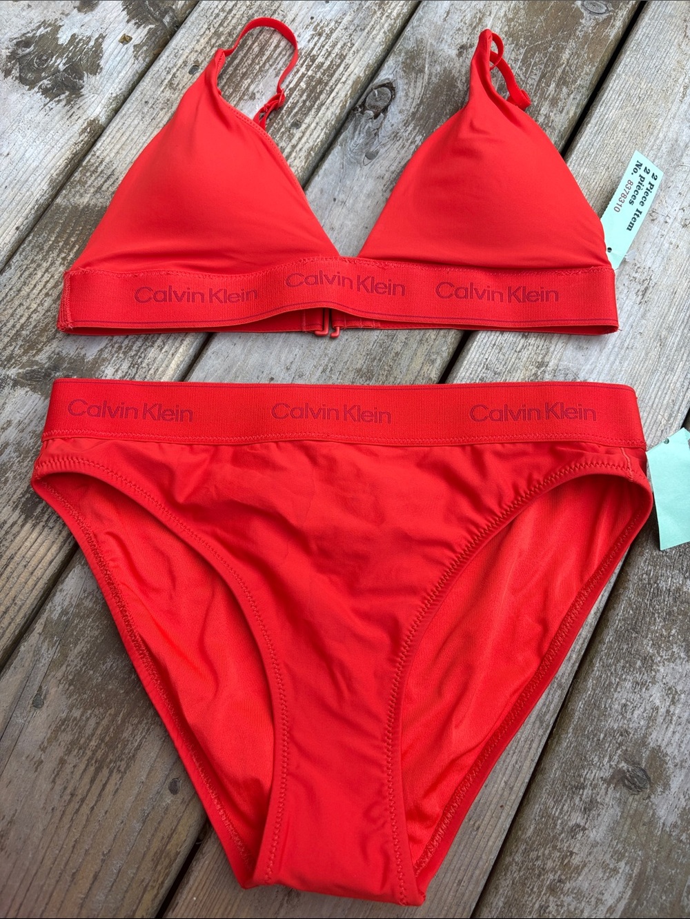 NWT Calvin Klein Red Triangle Bikini Set size S